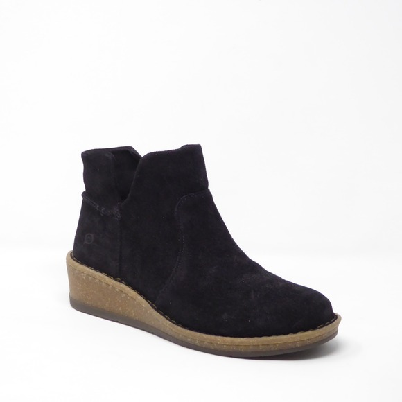 Born Shoes - NEW Born Viv Womens Ankle Boots Booties Black Suede Wedge Heel Size 9